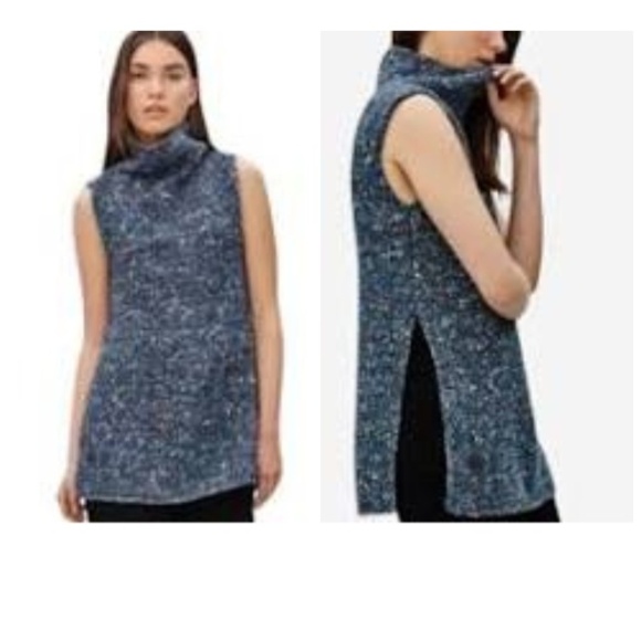 Aritzia Wilfred Speckled Side Slit Mock Neck Sleeveless Sweater Vest Size‎ XS - Picture 1 of 11